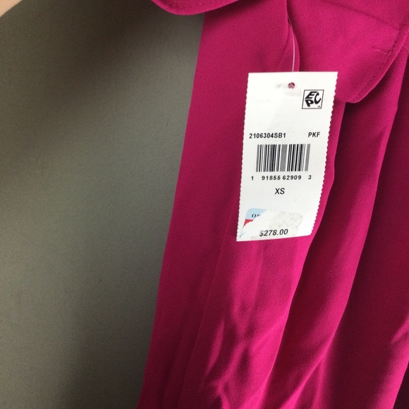 NWT Trina Turk Exceptional Off Shoulder Pintuck Pleated Pink Fuchsia Shift Dress - Picture 13 of 13